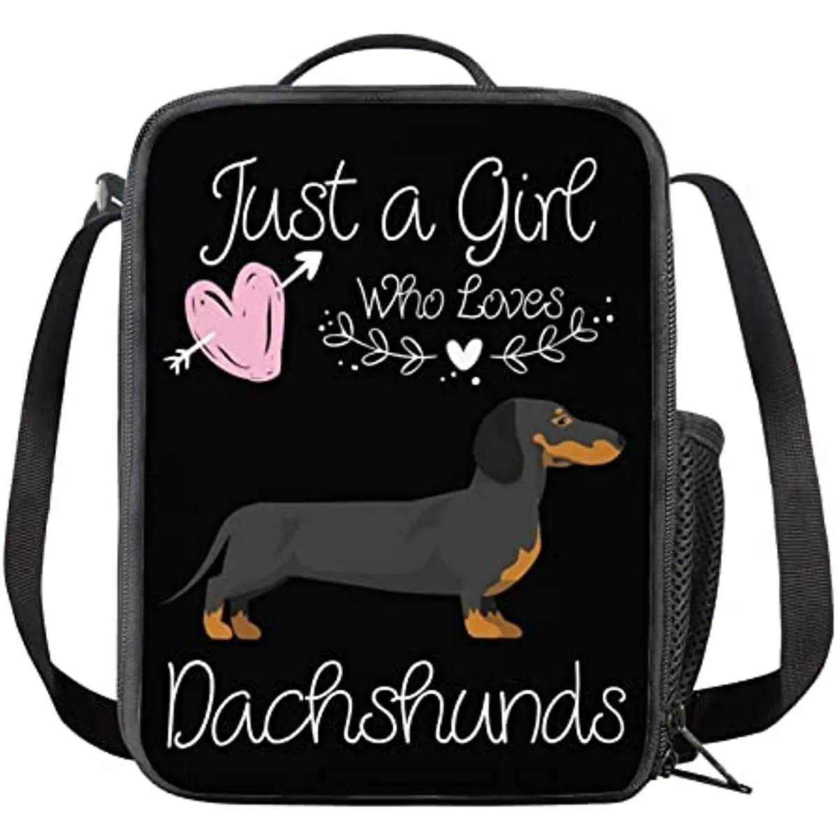 

Just A Girl Who Loves Dachshunds Kids Lunch Bag Insulated Tote Meal Pack Cartoon Lunch Box for Girls Boys with Shoulder Strap