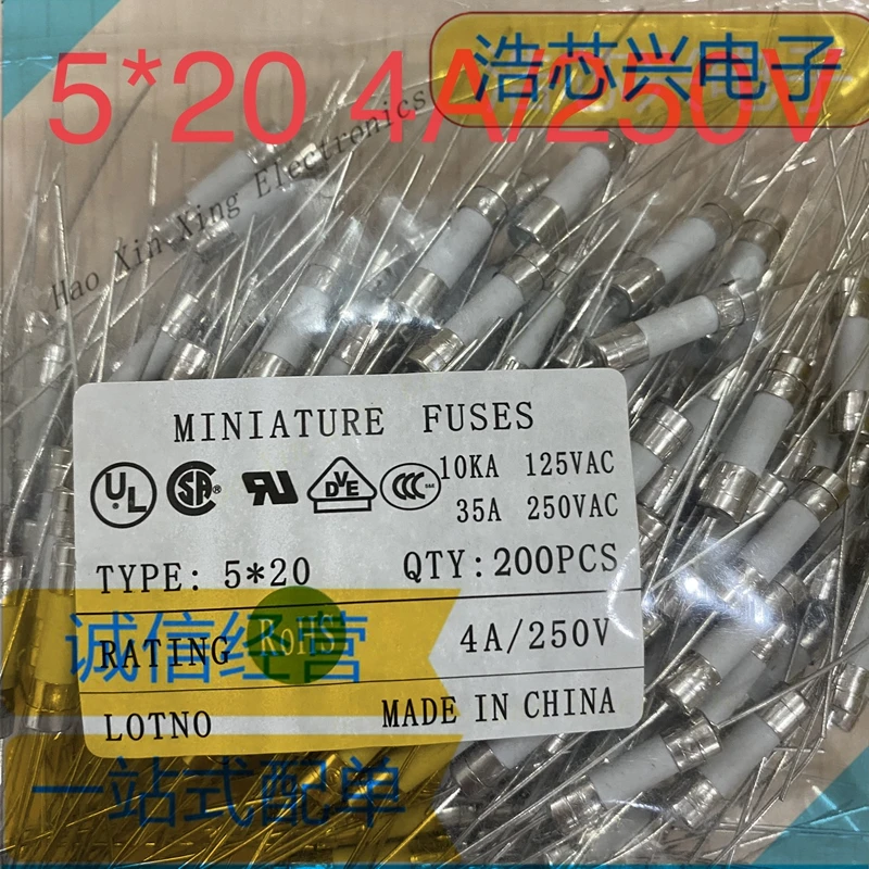 5*20 мм керамическая трубка Предохранителя со свинцовыми штифтами 250 В 1A 2A 3.15A 4A 5A 6.3A