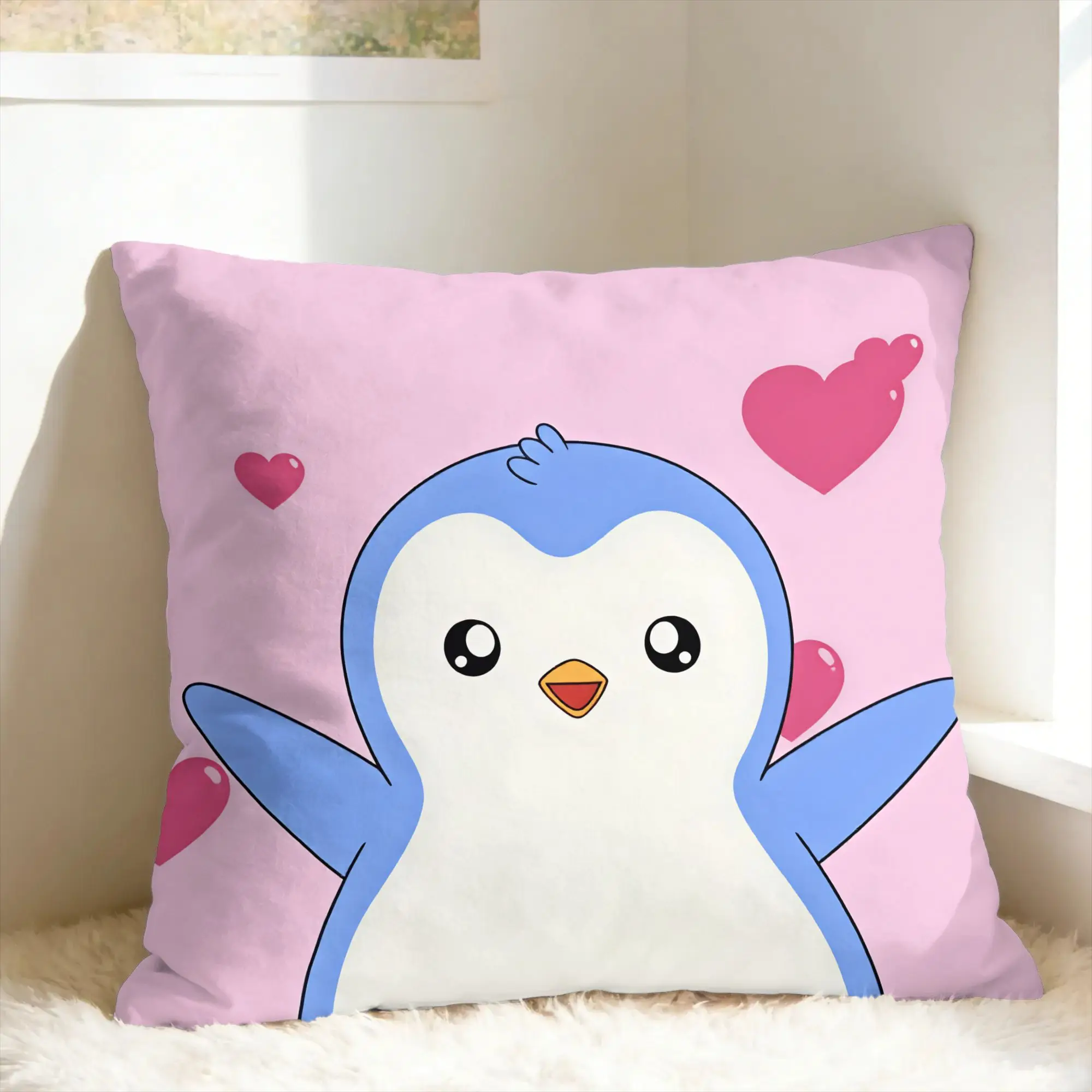 Фото Наволочка P-Pudgy Penguin, оригинальная наволочка для стула, дивана, домашнего декора, квадратная наволочка, идея для подарка №1