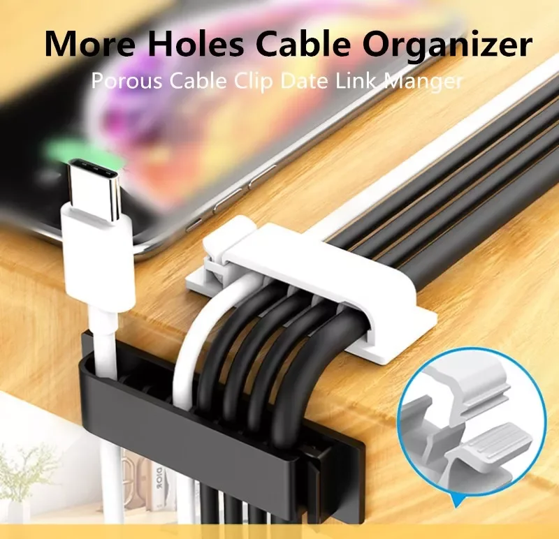 

NEW2023 Multipurpose Holes Organizer Clips Wire Winder Cord Management USB Charger Holder for Mouse Keyboard Car Protector Mana
