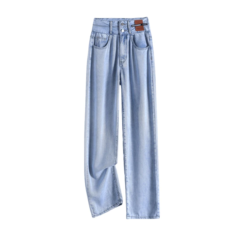

New Fashion Women's Soft Denim Jeans Loose Wide Legged High Waist Slim Casual Pants YUN016