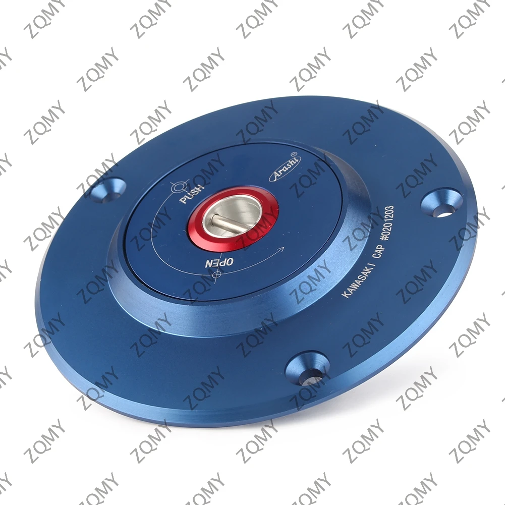 CNC Motorcycle Fuel Filler Cover Gas Tank Cap with Key For Kawasaki Z750 Z1000 ZX9R ZCX6R ZX10R ZRX1200 ZZR 600