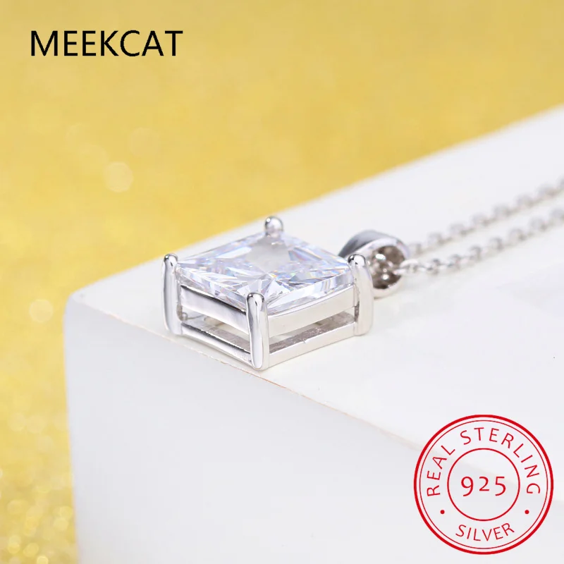 1 2 карата 9*9 мм кулон с муассанитом огранки принцессы для женщин ожерелье из