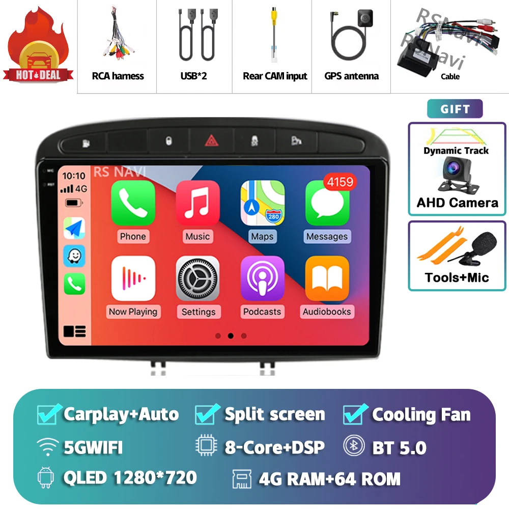 

Мультимедийный плеер Qualcomm Android 15 с навигацией для Peugeot 408 308 308SW 2012-2020 Carplay Auto Stereo BT DSP Автомагнитола GPS