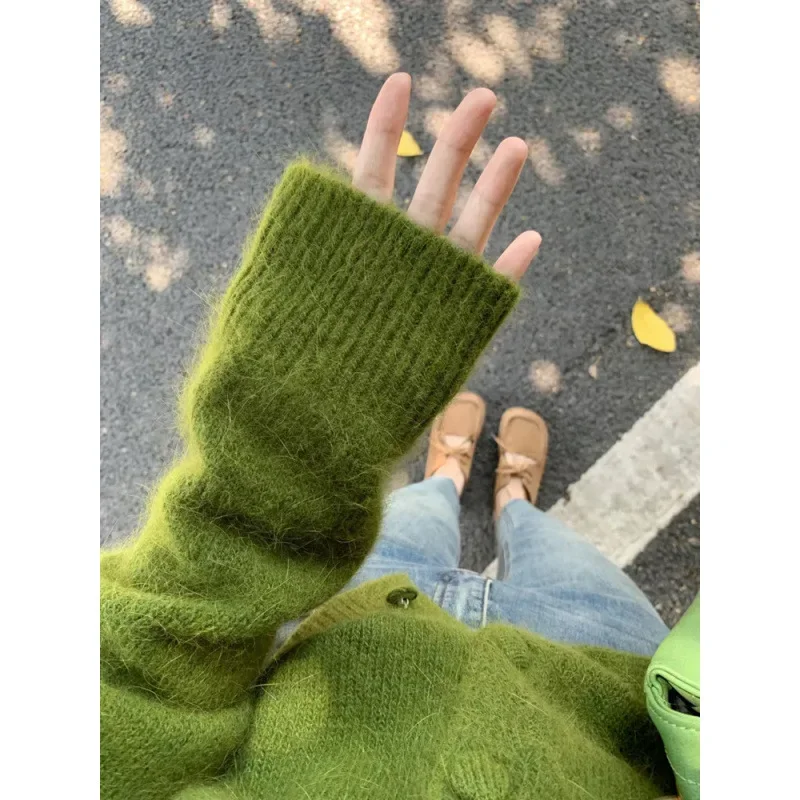 Новый Винтажный осенний вязаный кардиган с V-образным вырезом