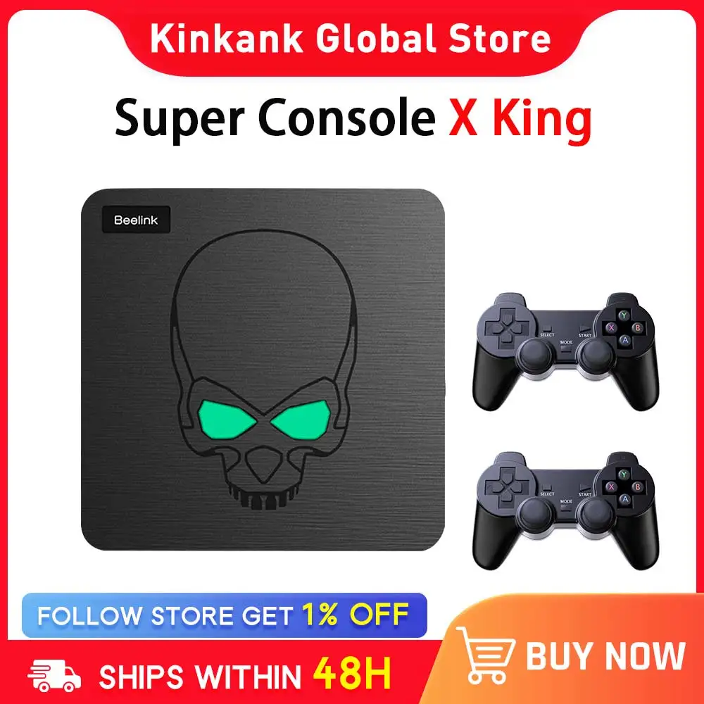 

KINHANK Ретро игровая консоль X King 49000 игр для PSP/PS1/DC/N64/MAME Smart TV Box 4K HD выход Android 9