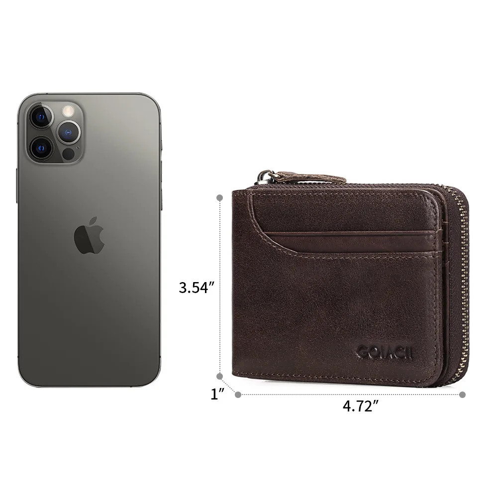 Leather Wallet Short Casual Leather Wallets Men Money Bag Driver's License Multi-Card Slot Credit Card Holder Zipper Coin Purses