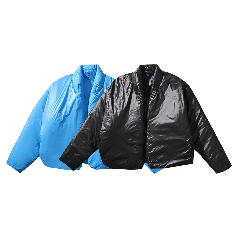 Fall Winter Warm Kanye Blue Black Down Cotton Jacket Casual Men Women Urban Functional Windbreaker Cloth Cotton Jacket