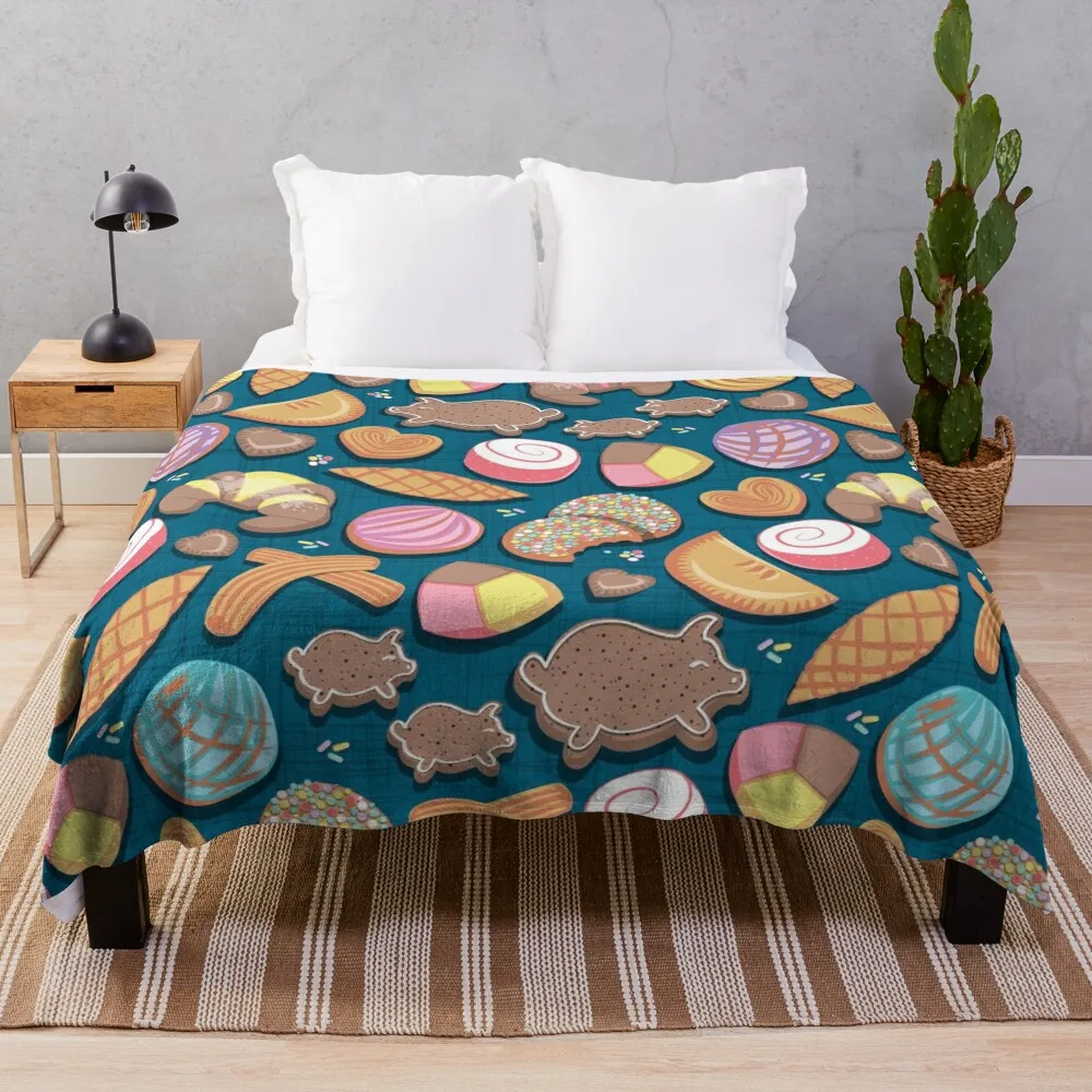 Mexican Sweet Bakery Frenzy // бирюзовый фон пастельные цвета плед детские рождественские