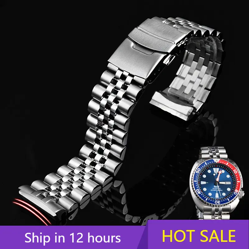 22mm Solid Stainless Steel Curved Interface Strap for Seiko Turtle SRPA21 SRP777 SRPC25 SRP773  Diving Sports Watch Accessories
