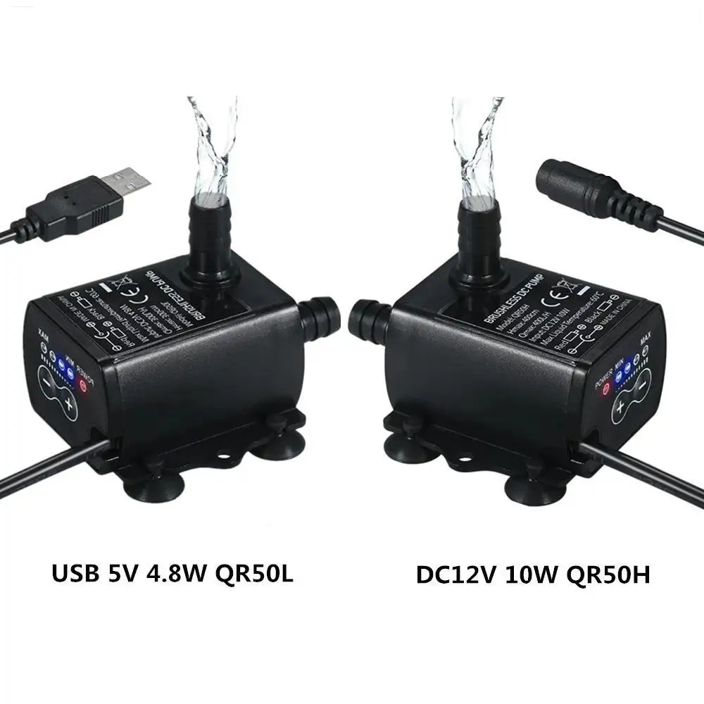 

USB Ultra-quiet DC12V USB 5V Mini Brushless Water Pump 4 Modes Adjustable Submersibles Circulation Fountain Pump Dropshipping