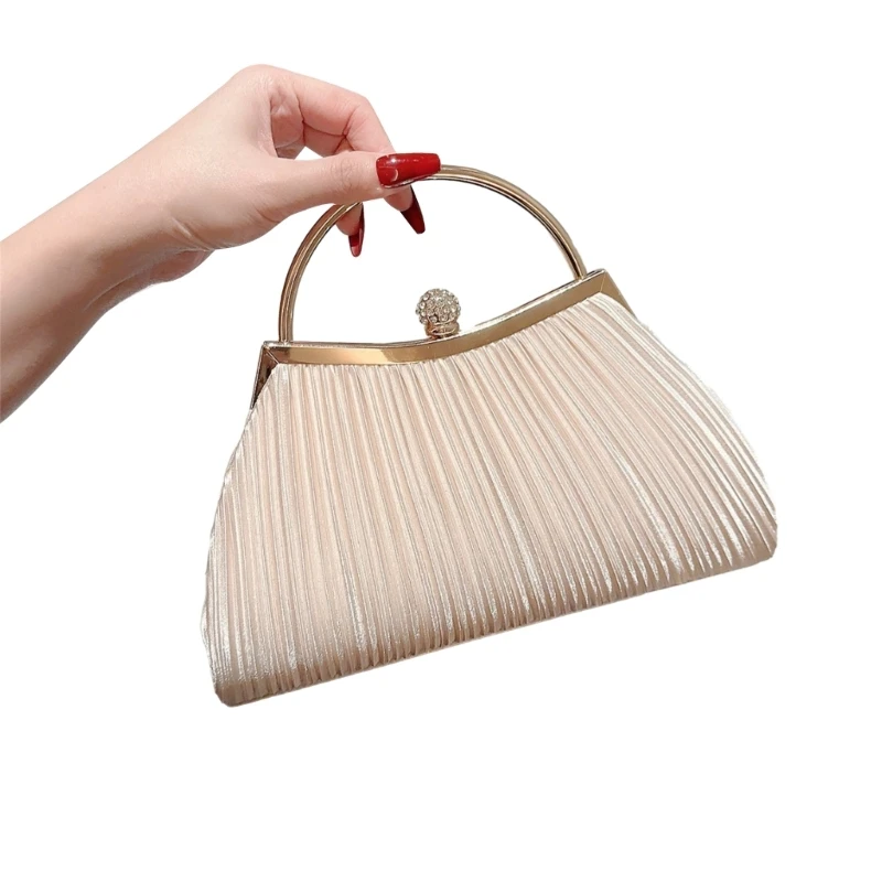 

Pleated Clutches Bag for Wedding Party Women Girl Formal Evening Bag with Chain