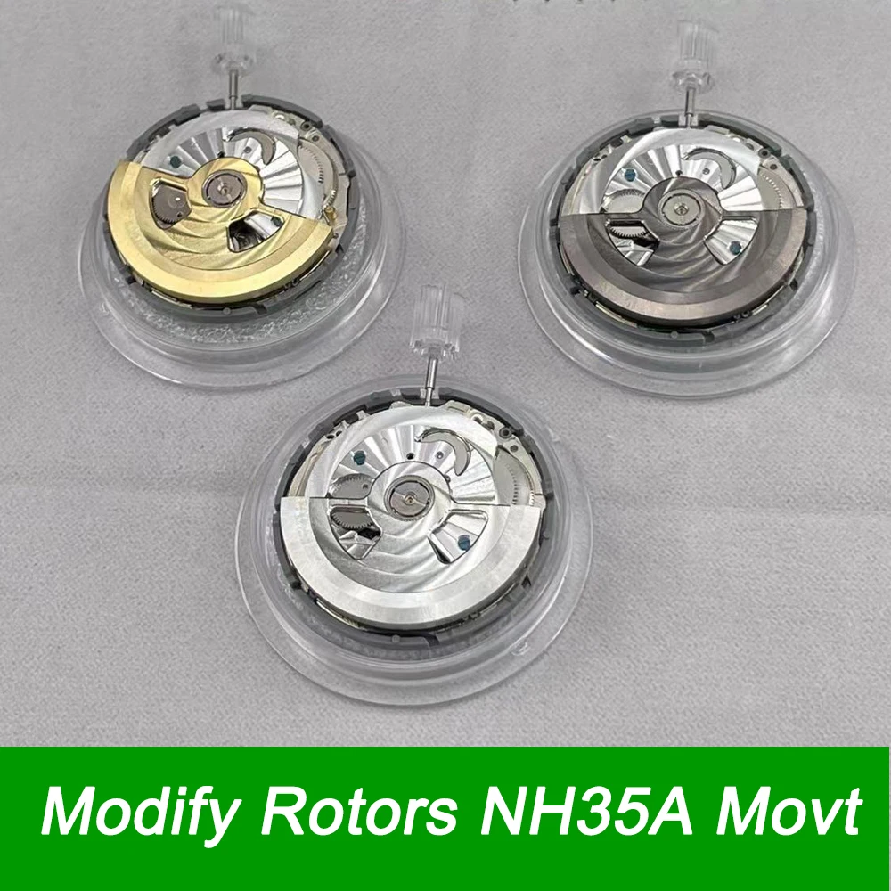 Steel Modify Rotors NH35A Watch Movement Japan Genuine Mechanism 24 Jewels Watch Replacement Parts Crown at 3 o'clock Seiko enlarge