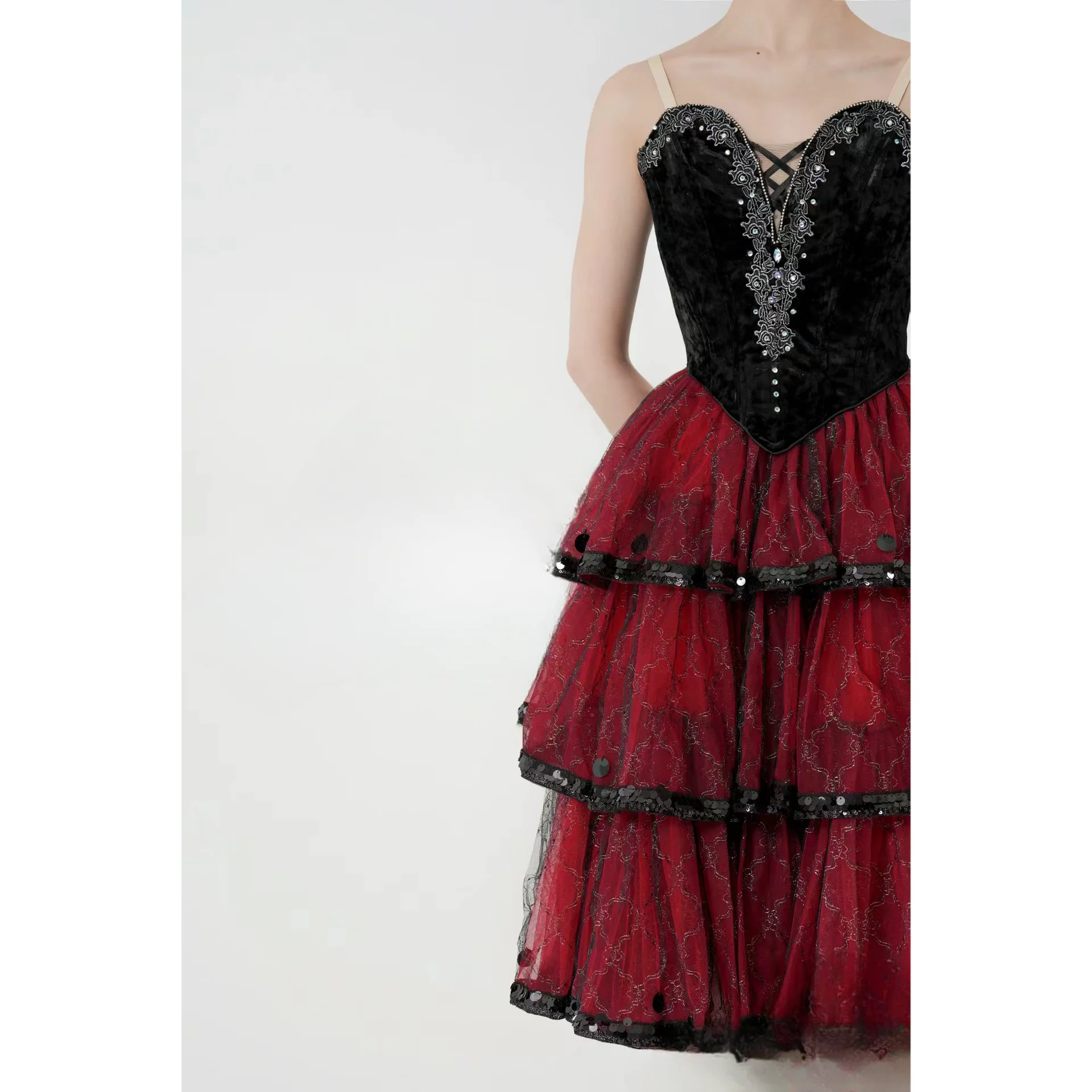 

Балетная профессиональная балетная пачка с пачкой, Женская длинная юбка с большими блестками