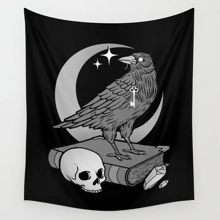 

Occult Crow Tapestry Background Wall Covering Home Decoration Blanket Bedroom Wall Hanging Tapestries for Living Room Decor