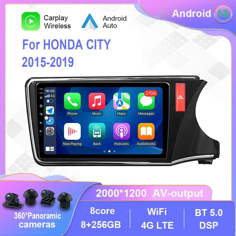 

Android 12.0 For HONDA CITY 2015-2019 Right rudder Car Radio Multimedia Video Player Navigation stereo Carplay No 2din 2 din dvd