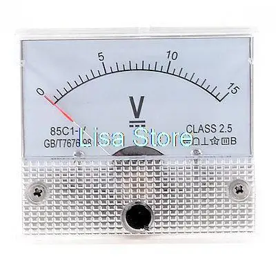 Прямоугольный циферблатный панельный манометр Вольтметр постоянного тока 0-15 В