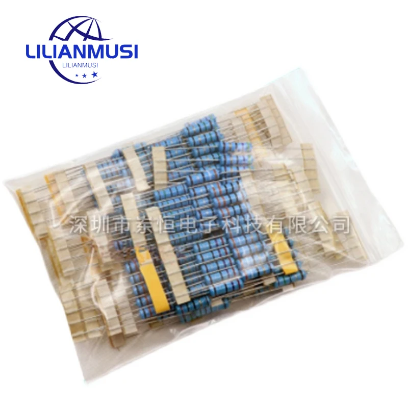 2W metal film resistor package accuracy 1% component full series five color rings commonly used 127 kinds 635 pieces