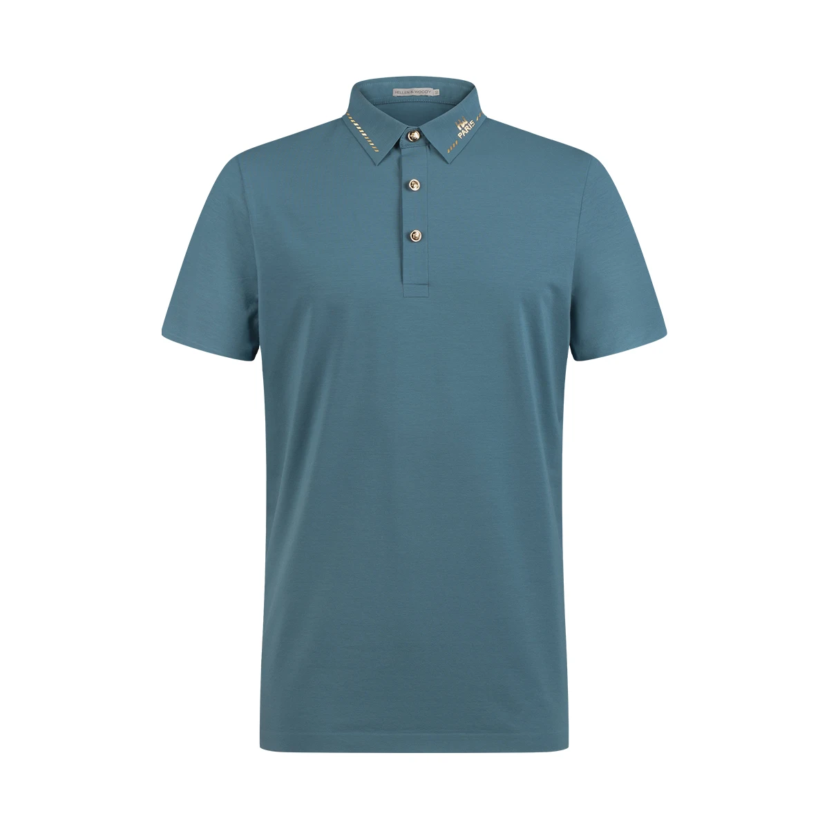 HELLEN i-drzewno-2022 lato luksusowe mężczyzn bez podszewki Polo T-Shirt Casual wykańczający czystej bawełny cyjan-niebieski modny Top Tee
