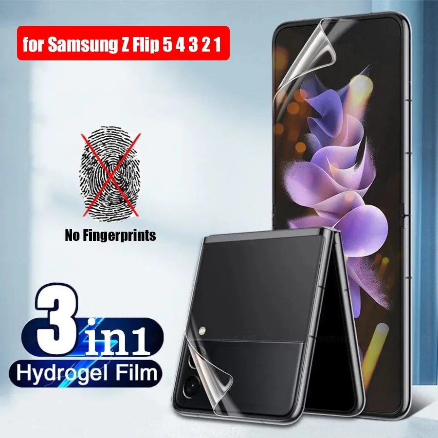 

3in1 Back Front Soft Film For Samsung Galaxy Z Flip5 Flip4 Flip3 Flip2 Flip1 Hydrogel Film Screen Protectors
