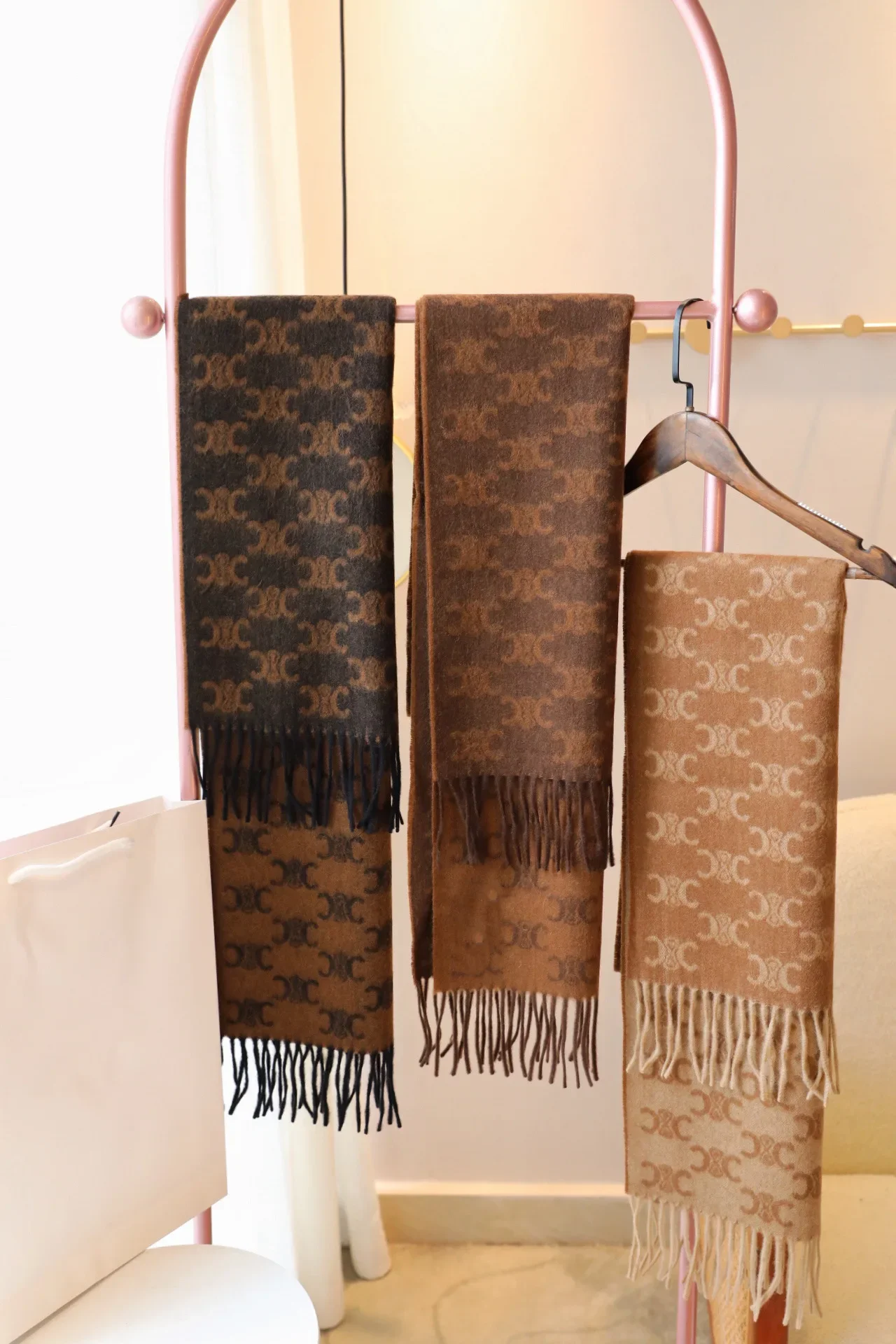 

Шарф с двойной Триумфальной дугой, женский зимний теплый кашемировый слюнявчик, Длинная шерстяная шаль