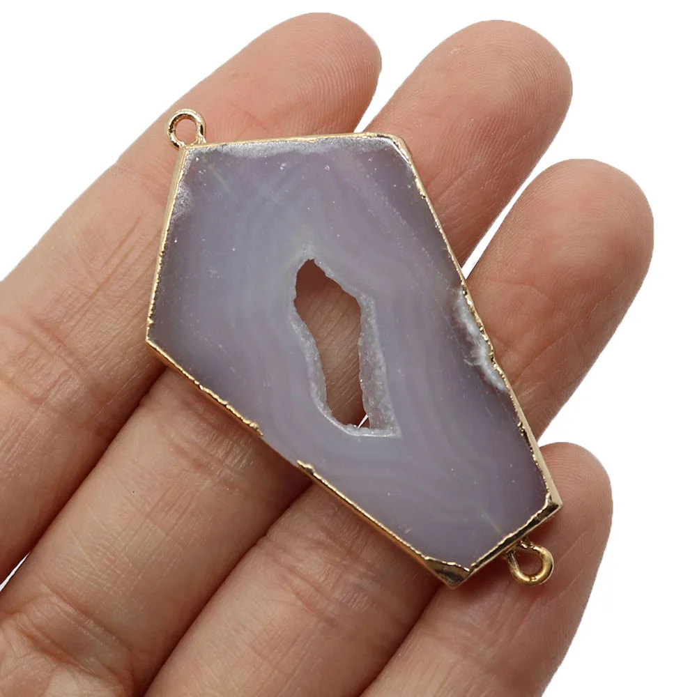 

Exquisite Natural Lime Onyx Polygon Pendant 30x53mm Double Hole Connector Charm Making Jewelry DIY Necklace Earring Accessories