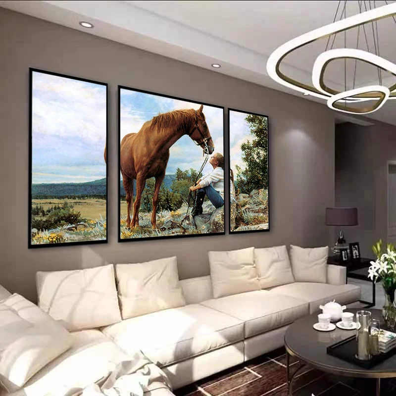

CHENISTORY 3pcs/Set Painting By Number Horse Wall Art Canvas Modern Hand Painted Oil For Home Decor Animal DIY Coloring Paint