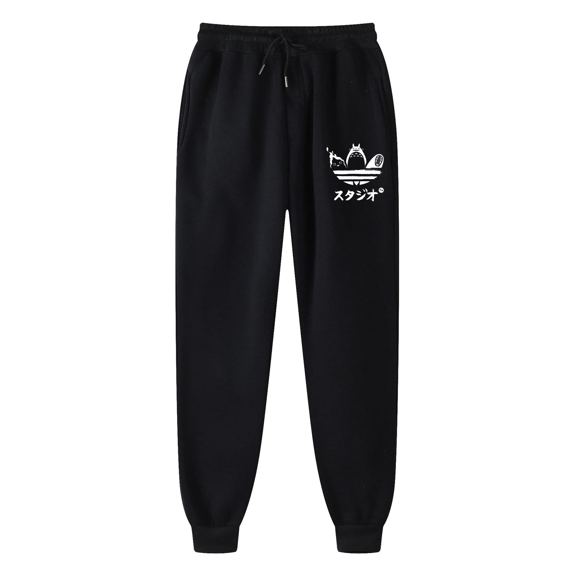 Ladies/Men Totoro Harajuku Trousers 2022 Fall Fashion Fleece Cotton Print Lace-Up Outdoor Sports Running Elastic Hip Hop Pants