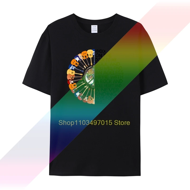 Мужская футболка с гитарой в стиле хиппи Knock On The Door To My Soul женская