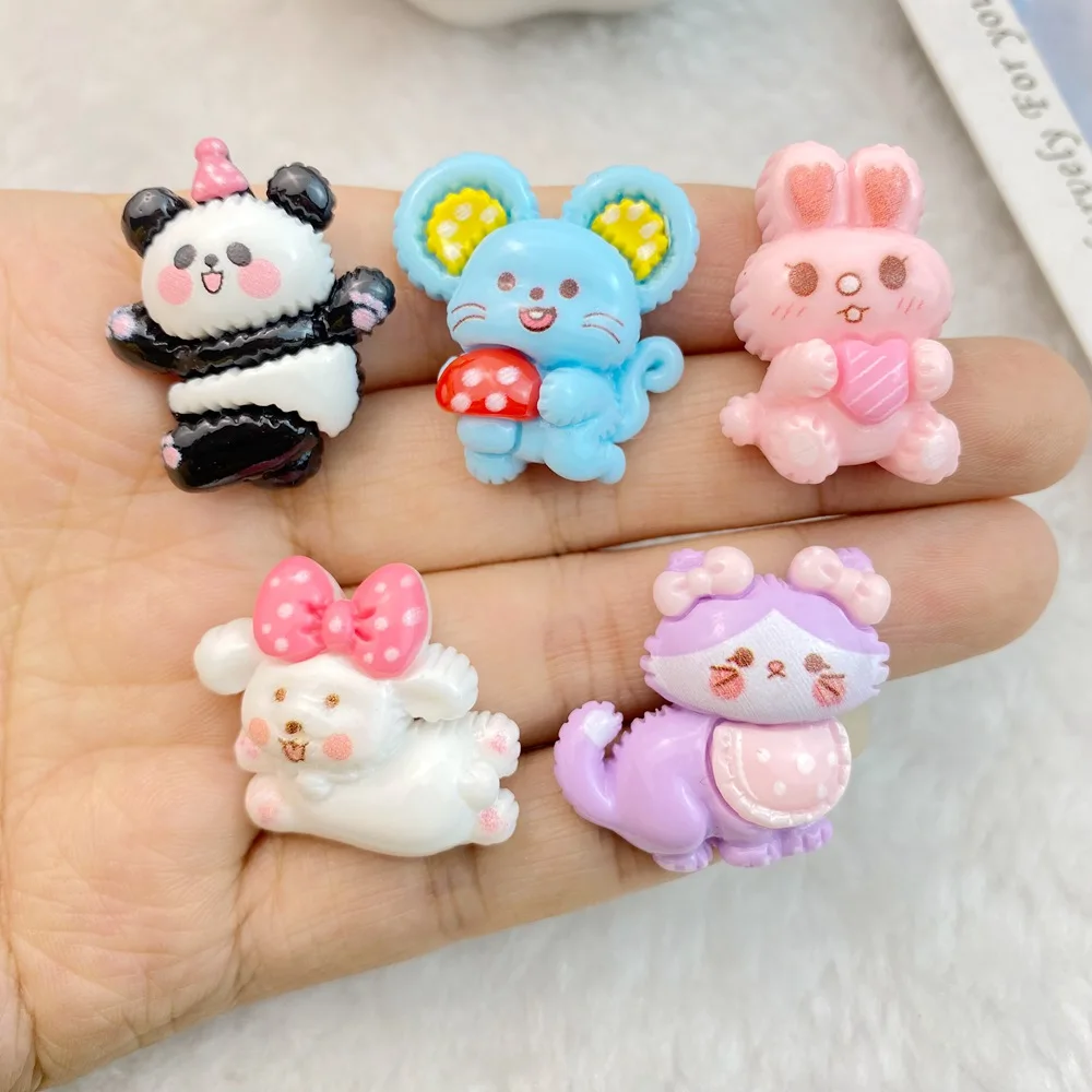 10 шт. новый милый мультяшный медведь кролик кошка мышь серия с плоской спинкой