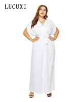 long summer woman dress robe casual white plus size elegant evening party v neck dresses holiday 5xl 2022 year fashion