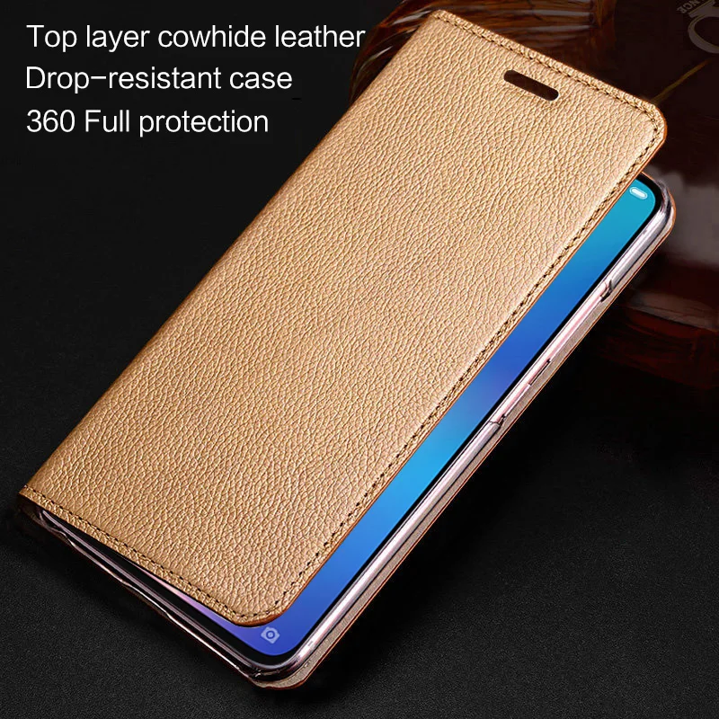 

Leather Phone Case For Realme 3 5 6 Pro Q X XT X2 X50 pro Case Wallet Cowhide Cover
