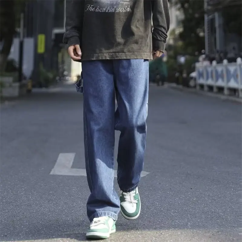 Unisex Vintage Y2K Streetwear Baggy Cargo Jeans High Waisted Straight Wide Leg Pants Denim Trousers Fairy Grunge Alt Clothes