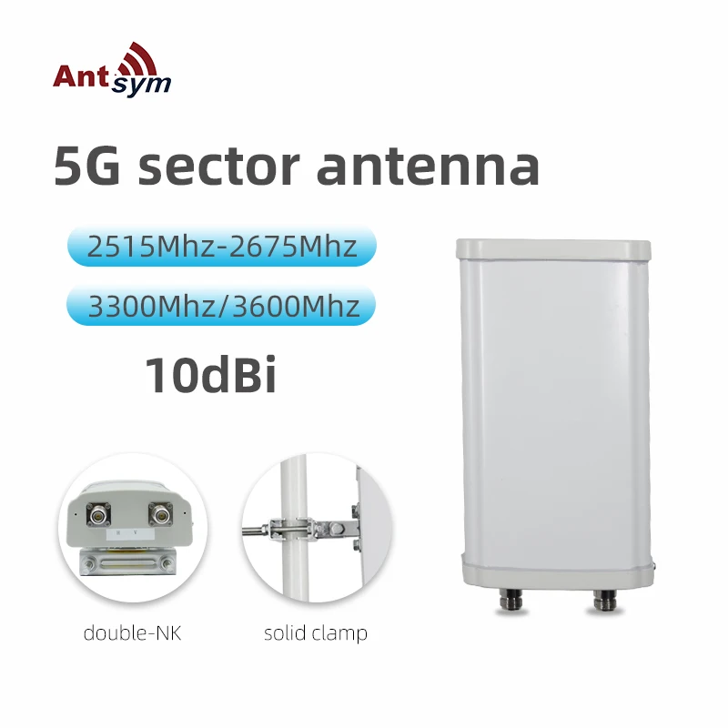 5G Base Station Antenna 2515-2675MHz/3300-3600MHz Dual Polarization 10dBi Outdoor Sector Antenna for Wireless Communication