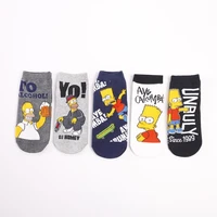 the simpsons mens socks fashion cartoon womens socks harajuku print funny humor shallow mouth invisible breathable short socks