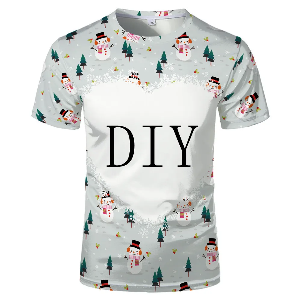 

DIY Summer Christmas Pattern Men Children Outdoor Causal Round Neck Short Sleeve Men's Fashion T-shirt Snow deer 3D Print Tops T