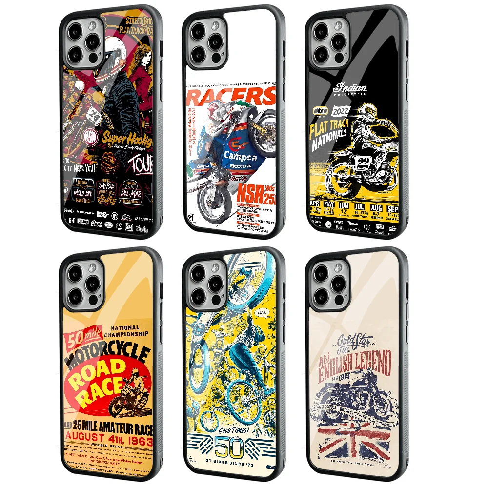 Винтажный чехол для телефона с 24-гональными мотоциклетными гонками чемпионата