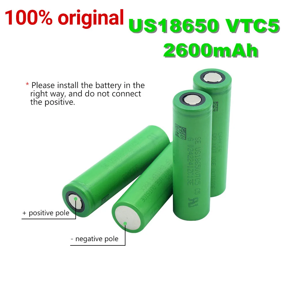 

100% Оригинальный 3,7 в вольт перезаряжаемый US18650 VTC5 2600 мАч VTC5 18650 сменный аккумулятор 3,7 в 2600 мАч 18650 батареи