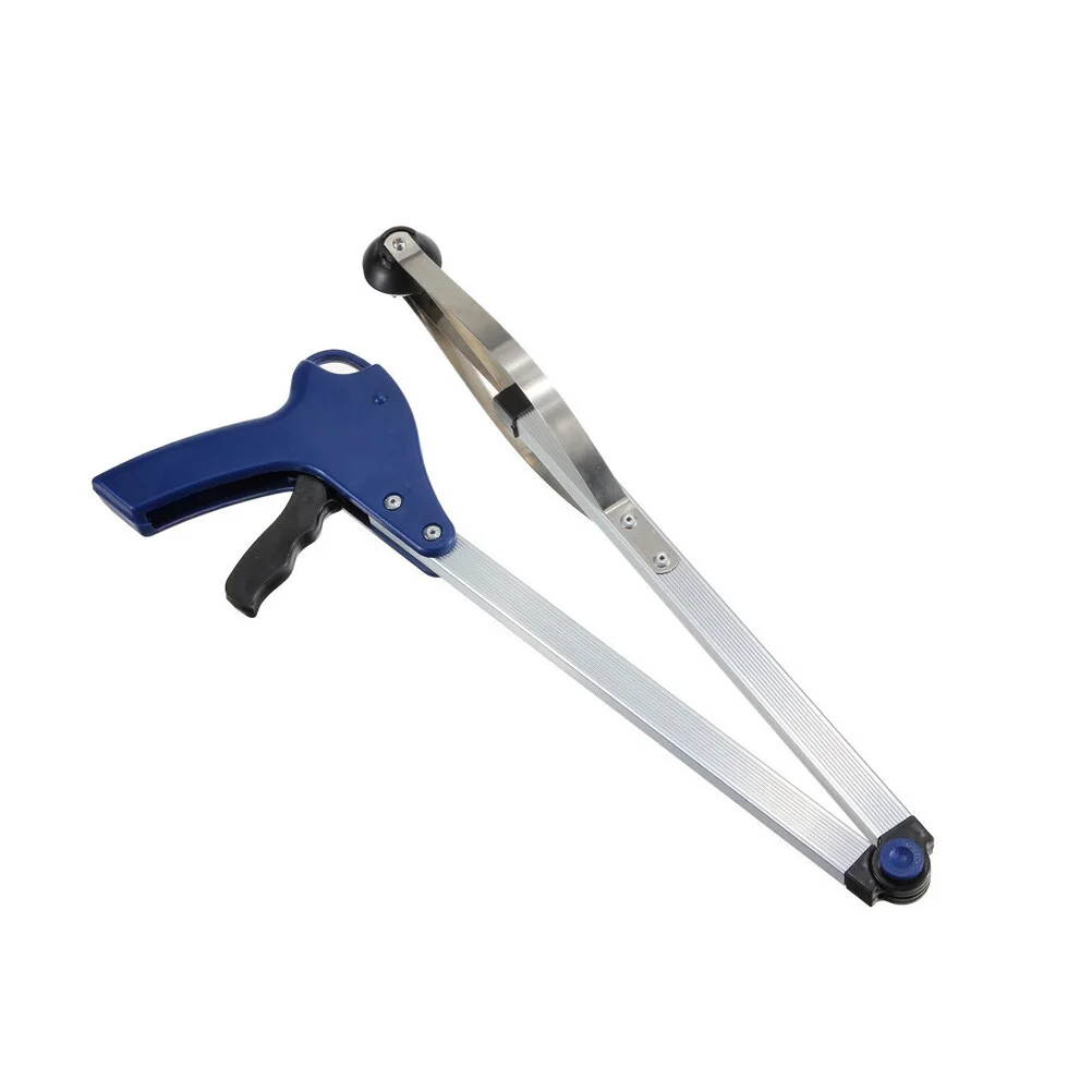 

83cm Foldable Garbage Grabber Trash Picker Pick up Gripper Reacher Tool (Blue)