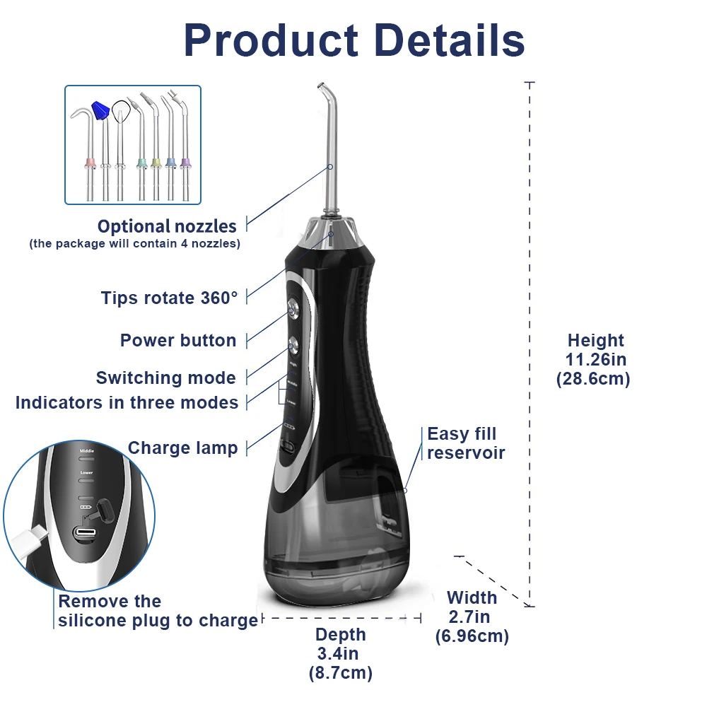 Portable Rechargeable Travel Dental Air Electric Flosser Mini Handheld Cordless Power Oral Water Irrigator Teeth Cleaner enlarge