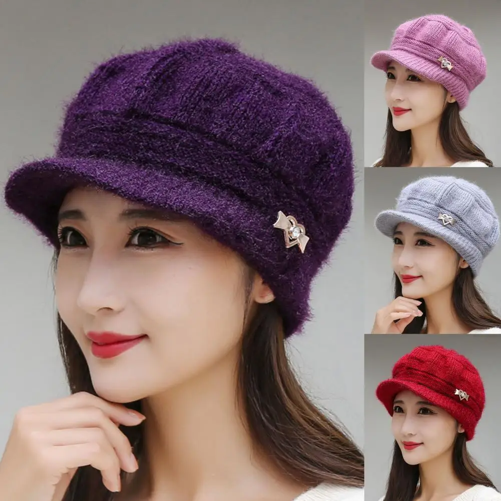 

Graceful Popular Lightweight Pure Color Beret Autumn Winter Women Hat Plush Lining for Beach