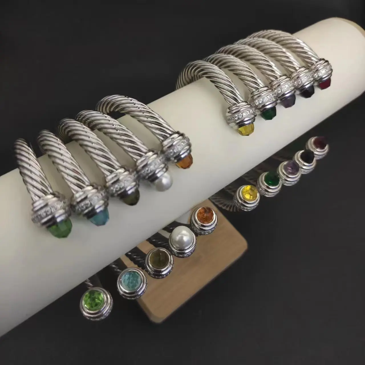 7MM Cable Classic David Yurman S925 Sterling Silver Black Onyx And Paved Diamond Bracelet For Men's Jewelry Gift