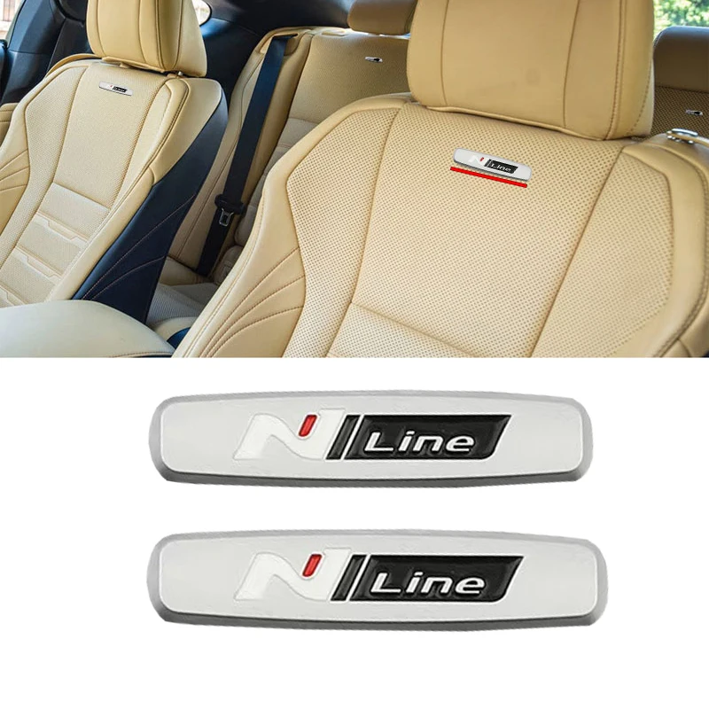 

3D Metal N LINE Car Label Sticker Line Seat Sticker For Hyundai Veloster Kona Elantra i30 i20 Tucson Sonata Accent Coolpad Azera