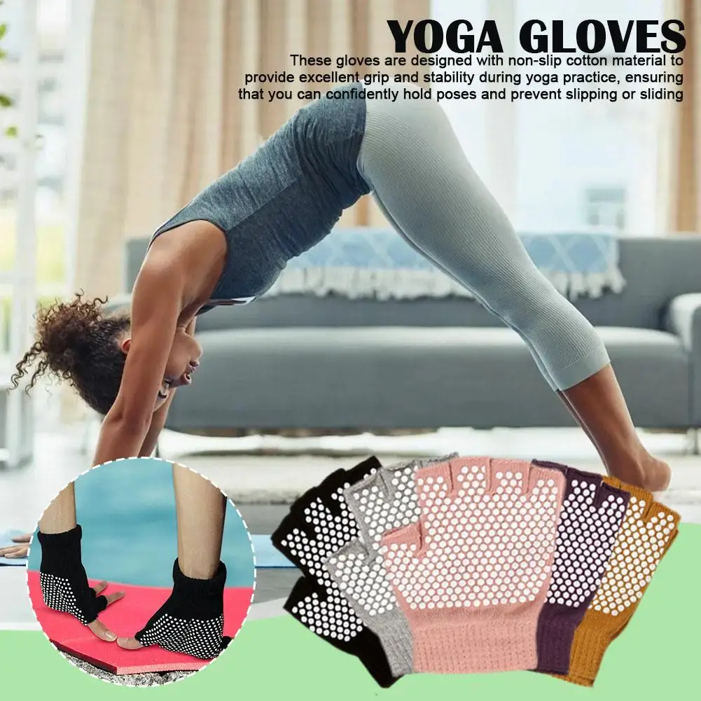 

Нескользящие перчатки на полпальца, зимние перчатки для йоги, воздухопроницаемые эластичные практичные и прочные многофункциональные Перчатки для фитнеса, 1 пара