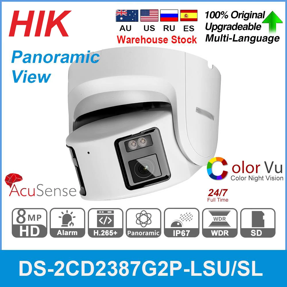 

Hikvision 4K IP-камера DS-2CD2387G2P-LSU/SL 8MP полноцветная панорамная камера PoE широкий угол Встроенный микрофон стробоскоп