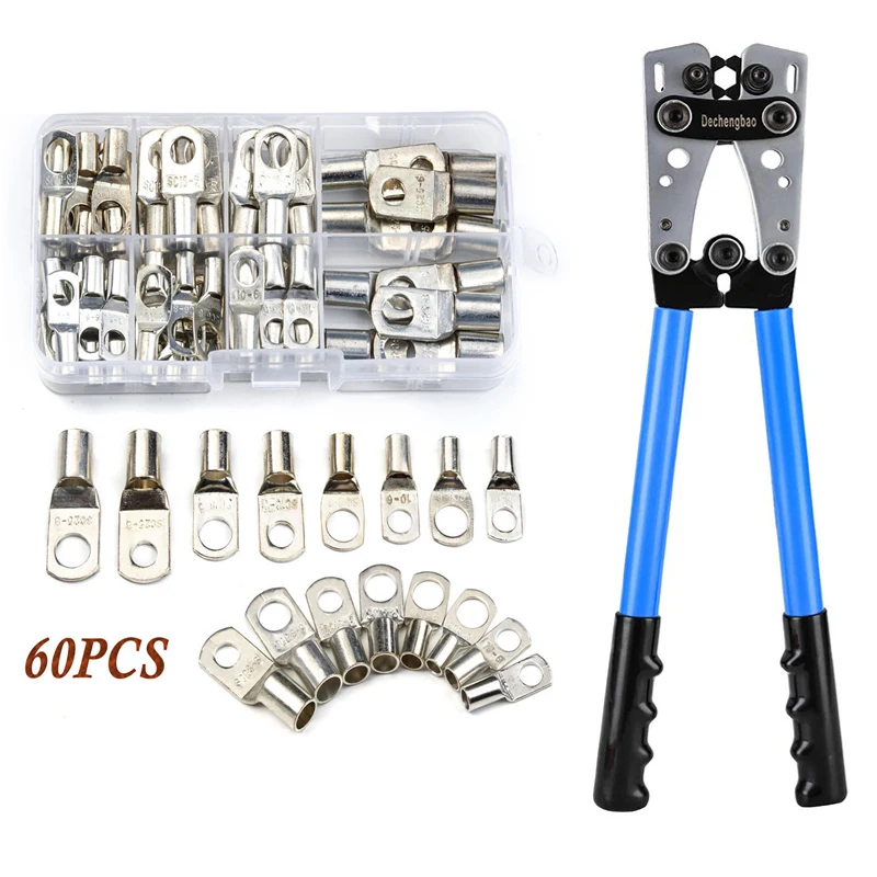 

60pcs Assortment Car Auto Copper Ring Electrical Terminal Wire Crimp Connector Cable Terminals Soldered Connectors Kit HX-50B