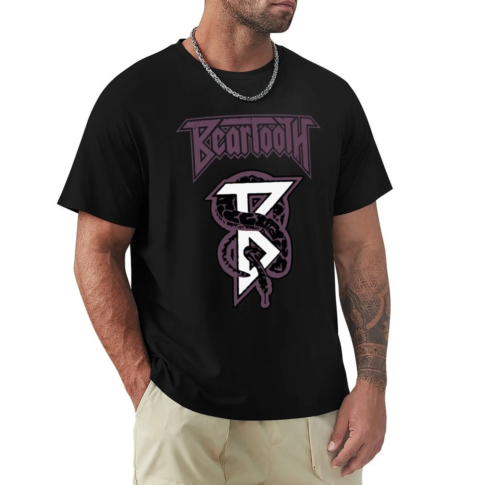 Фото beartooth-snake-logo-png- 4 ular ungu comel Футболка большого размера из базового хлопка №1