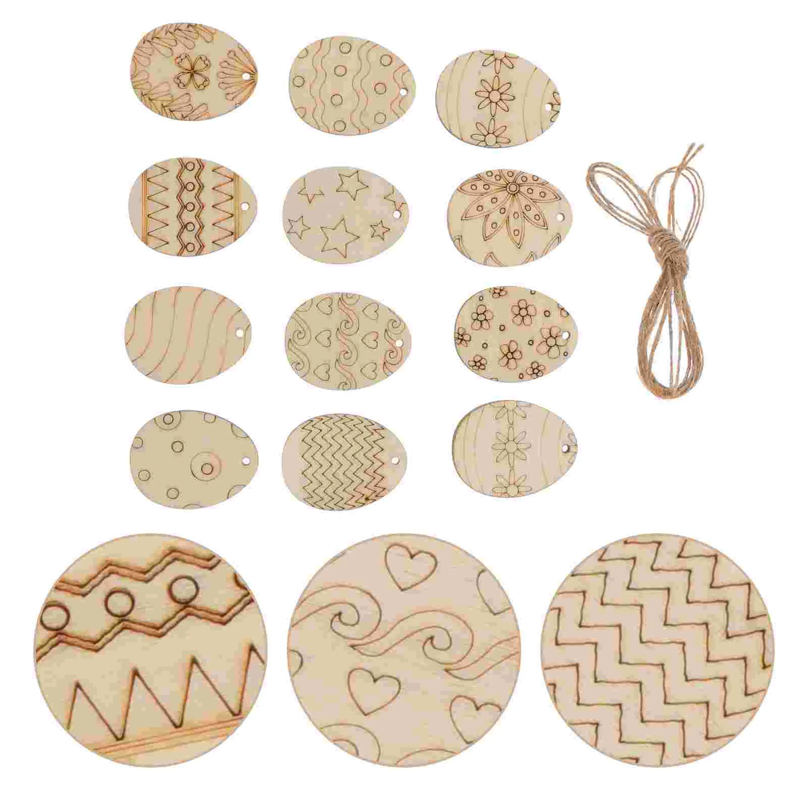

75pcs DIY Easter Wood Chips Graffiti Egg Wood Chips DIY Festival Pendants Decors