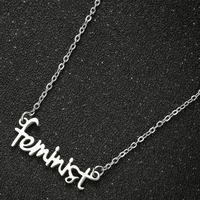 tulx stainless steel letter feminist pendant necklace choker for women jewelry clavicle chain necklace female
