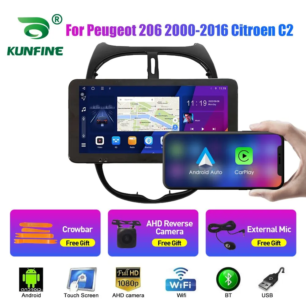 

Автомобильный радиоприемник 10,33 дюйма для PEUGEOT 206 2000-2016 2Din Android Восьмиядерный автомобильный стерео DVD GPS навигатор плеер QLED экран Carplay